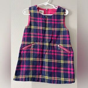 Mini Boden Plaid Jumper sleeveless dress in pink and blue